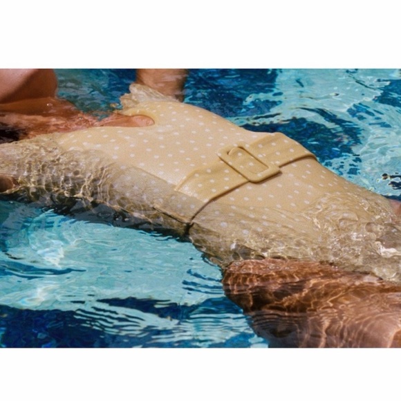 NWT Billabong x Salty Blonde Sundipped One Piece Swimsuit Yellow Polka Dot Belt - Picture 4 of 12